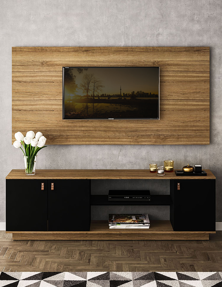 Mesa Tv Y Panel Mobi Cianita Oak-negro