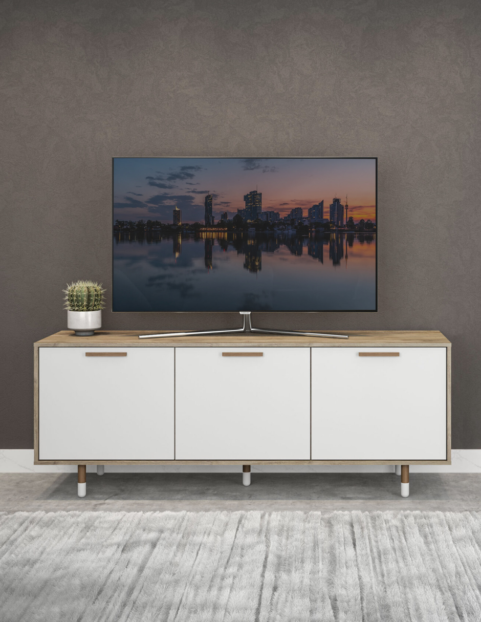 Mesa para Tv Mobi Petalita Roble Blanco