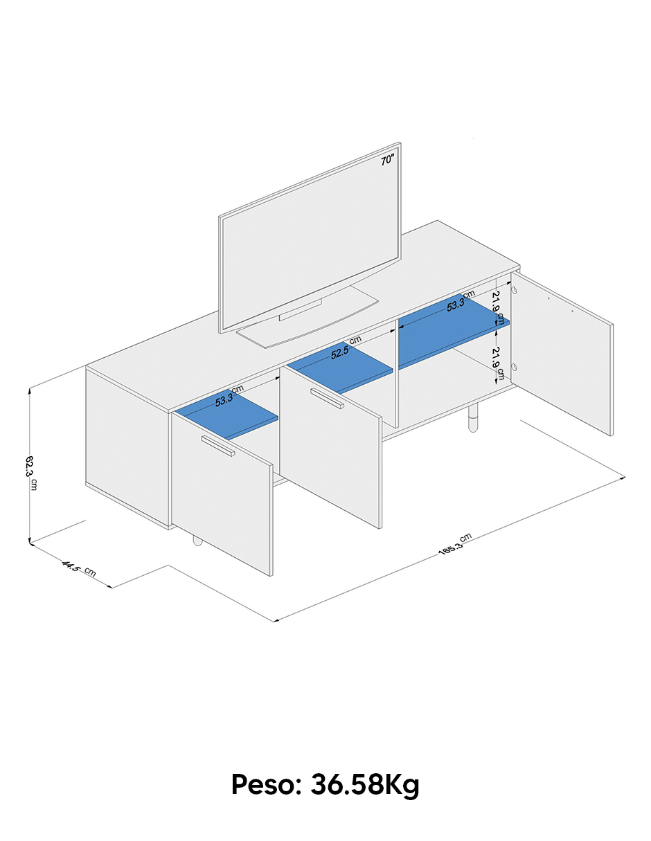 Foto 4 pulgar | Mesa para Tv Mobi Petalita Roble Blanco