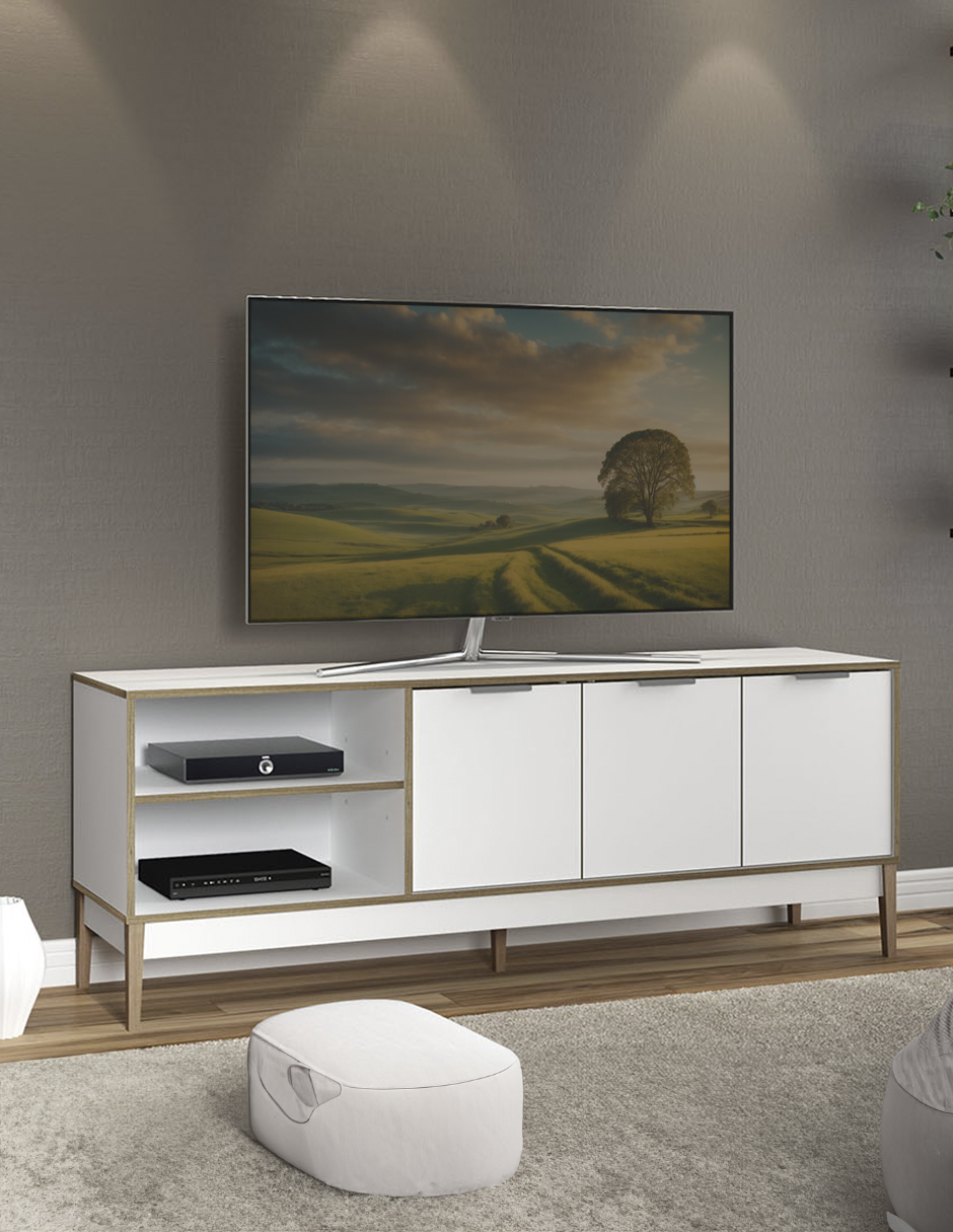 Mesa De Tv Mobi Zircón Blanco