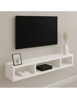 Foto 1 | Estante Repisa Tv Flotante Soporte Minimalista 3 Divisiones Color Blanco