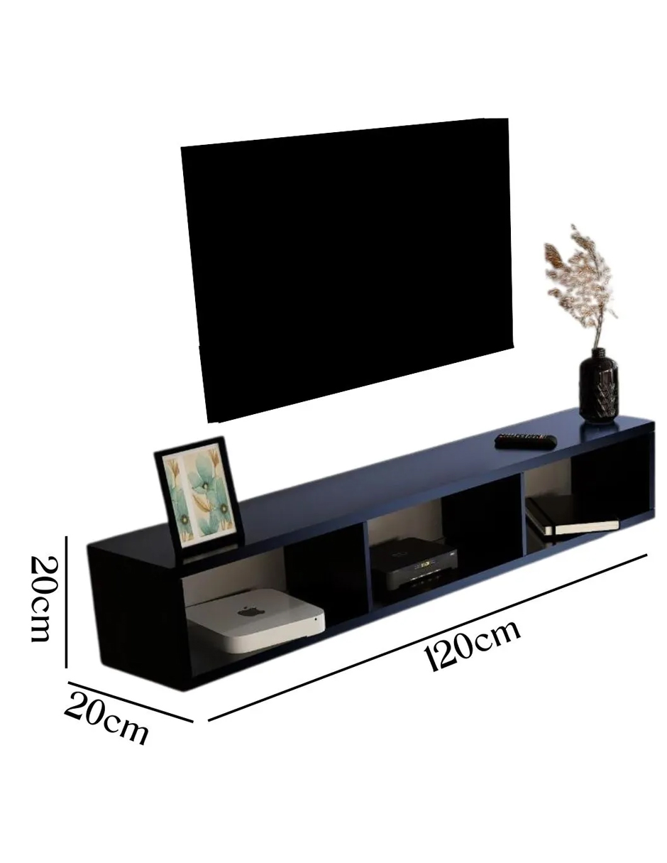 Foto 2 | Estante Repisa Tv Flotante Soporte Minimalista 3 Divisiones Color Negro