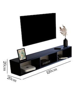 Foto 2 | Estante Repisa Tv Flotante Soporte Minimalista 3 Divisiones Color Negro