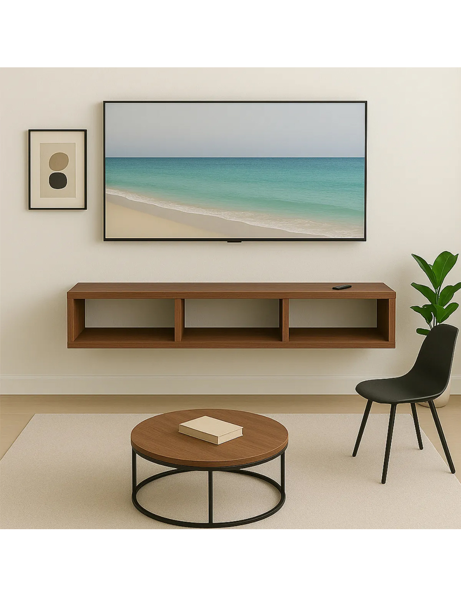 Foto 5 pulgar | Mueble para TV Flotante 3 Divisiones Café