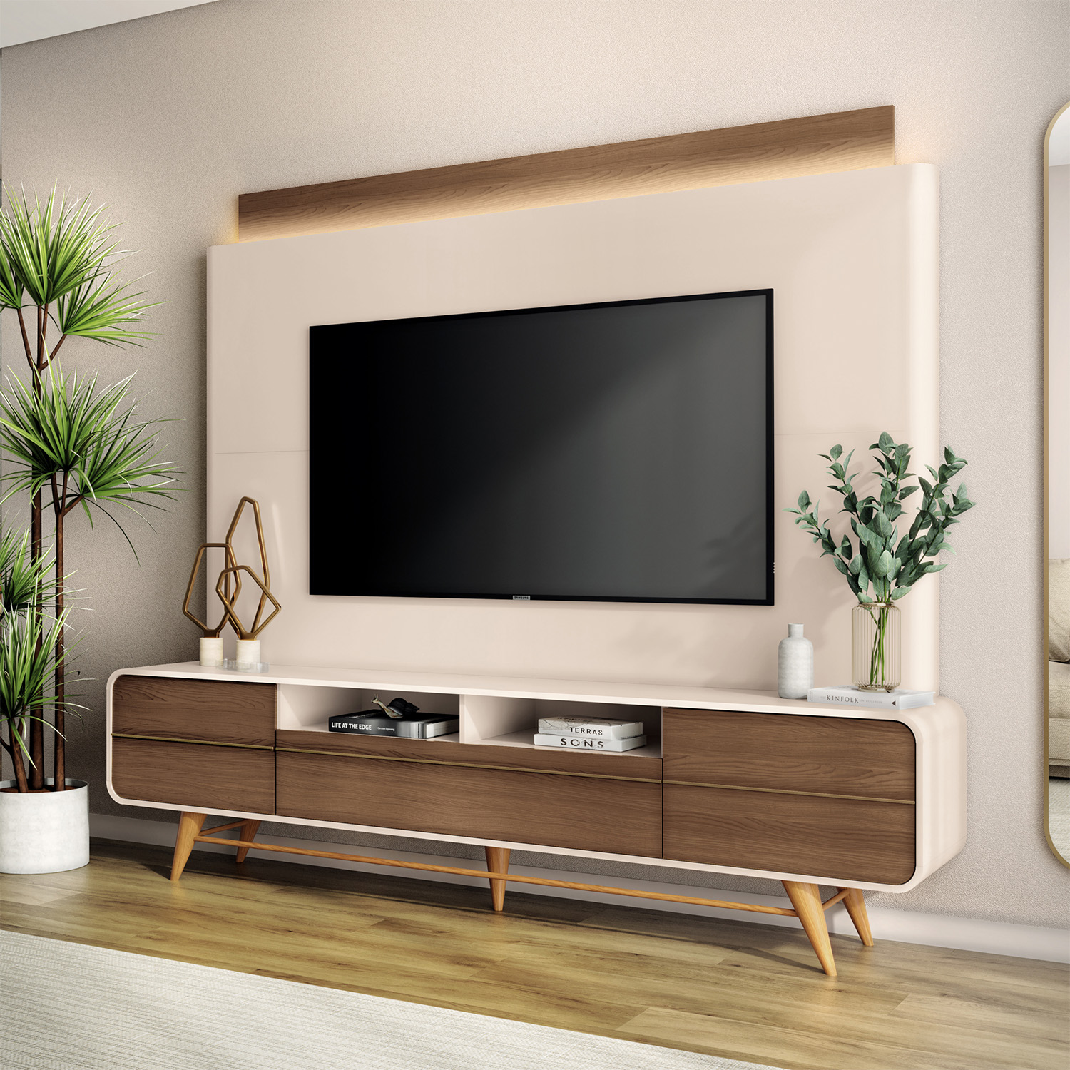Foto 2 pulgar | Mueble De Tv Hasta 85'' Nobre Bossa Blanco Hueso / Castaño