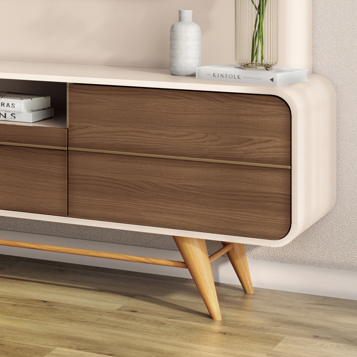 Foto 2 | Mueble De Tv Hasta 85'' Nobre Bossa Blanco Hueso / Castaño