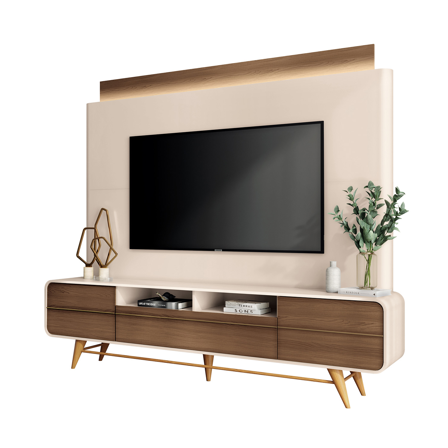 Foto 5 pulgar | Mueble De Tv Hasta 85'' Nobre Bossa Blanco Hueso / Castaño