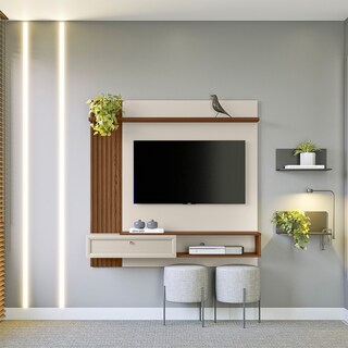 Foto 1 | Panel De Tv Alvorada, Capacidad Para Tv De Hasta 55'' Color Blanco Hueso/nogal.