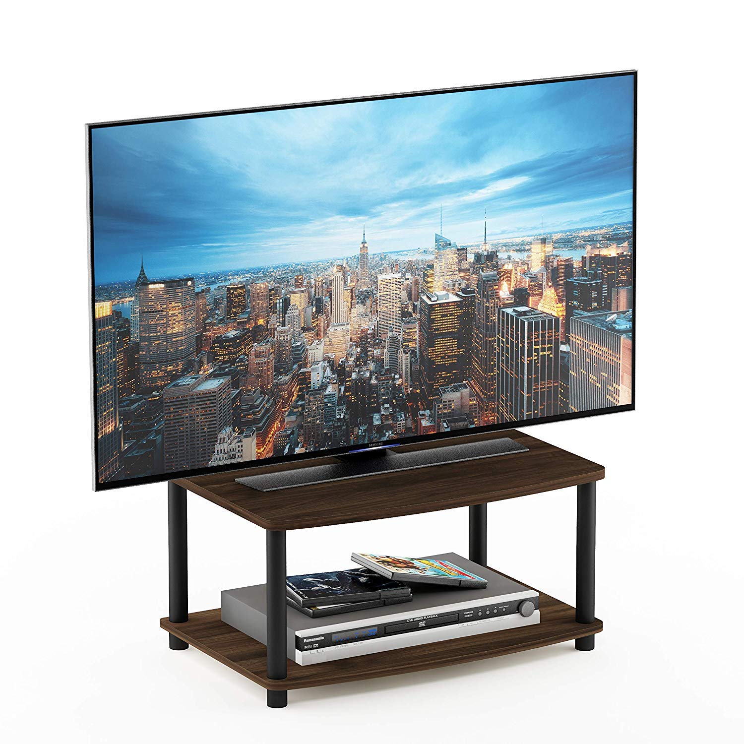 Foto 3 | Mueble Para Tv Furinno Turn-n-tube Columbier De 2 Niveles, Color Nogal Y Negro - Venta Internacional.