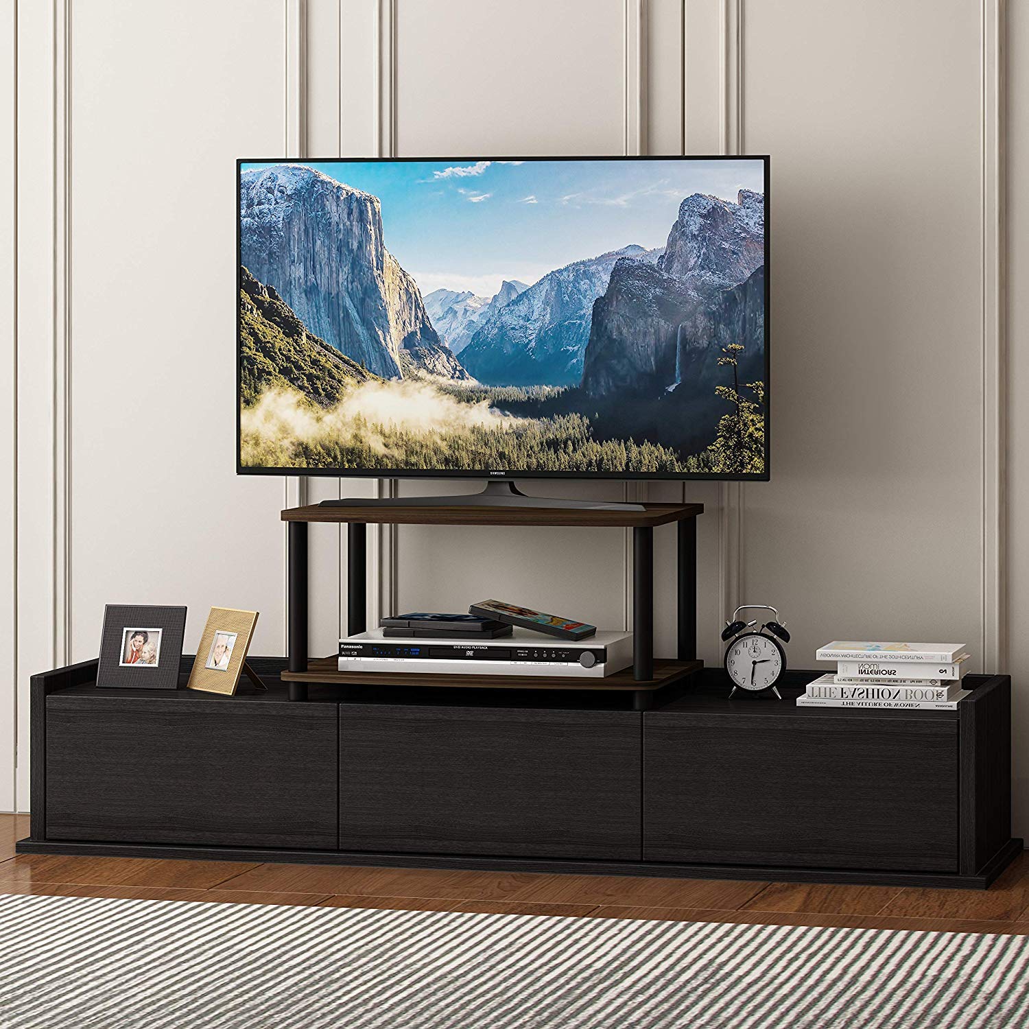 Foto 6 pulgar | Mueble Para Tv Furinno Turn-n-tube Columbier De 2 Niveles, Color Nogal Y Negro - Venta Internacional.