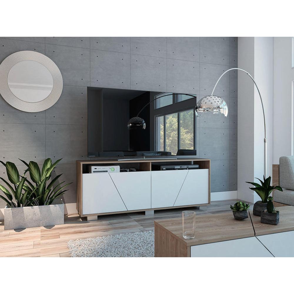 Foto 5 | Mesa Para Tv Orus Miel Y Blanco con Espacio para Televisor De 70 Pulgadas