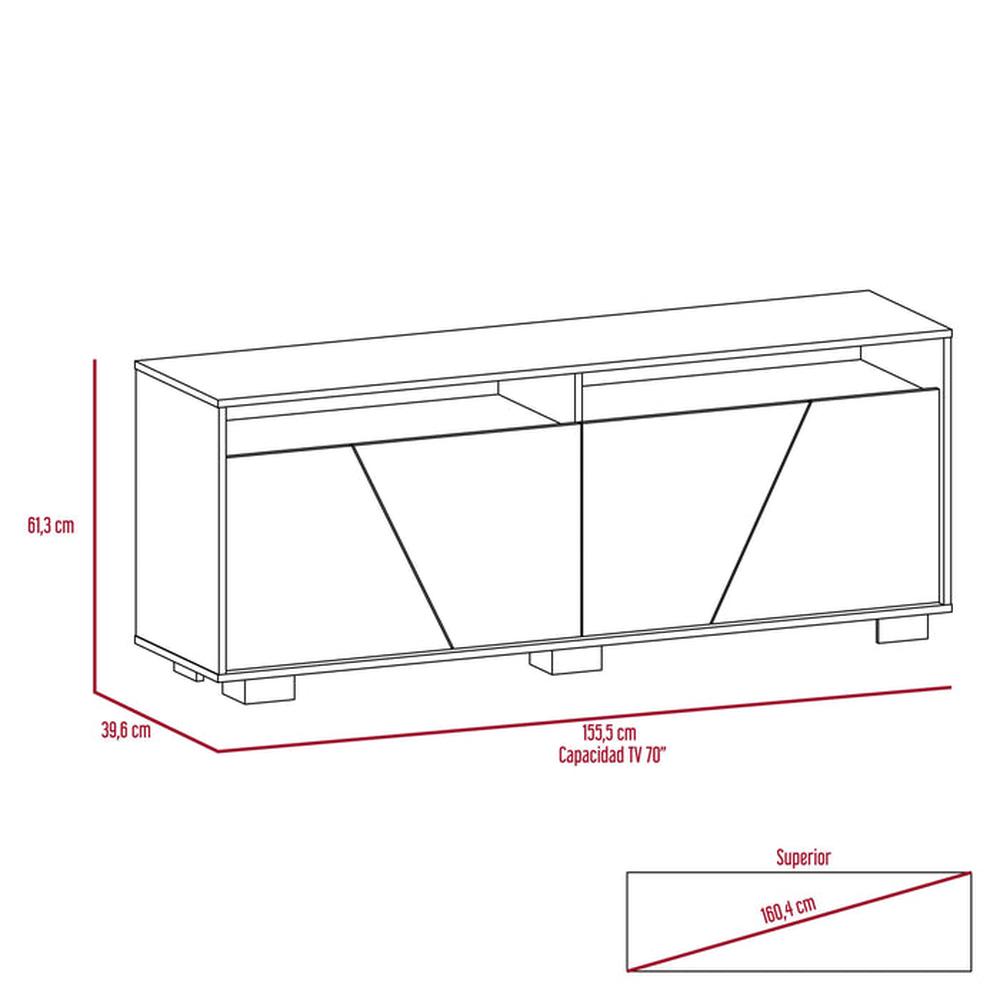 Foto 7 pulgar | Mesa Para Tv Orus Miel Y Blanco con Espacio para Televisor De 70 Pulgadas