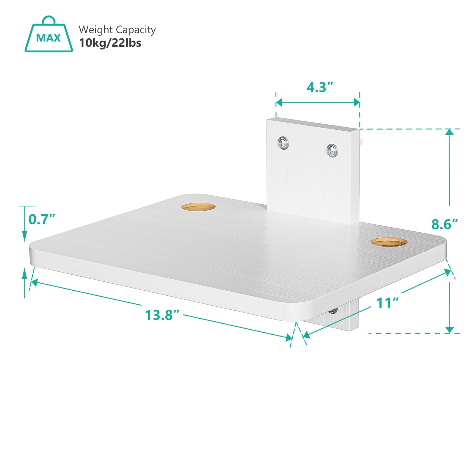 Foto 3 pulgar | Estantería Flotante Para Tv Wali Cs201nw De Hasta 10 Kg, Color Blanco, 1 Estante - Venta Internacional.
