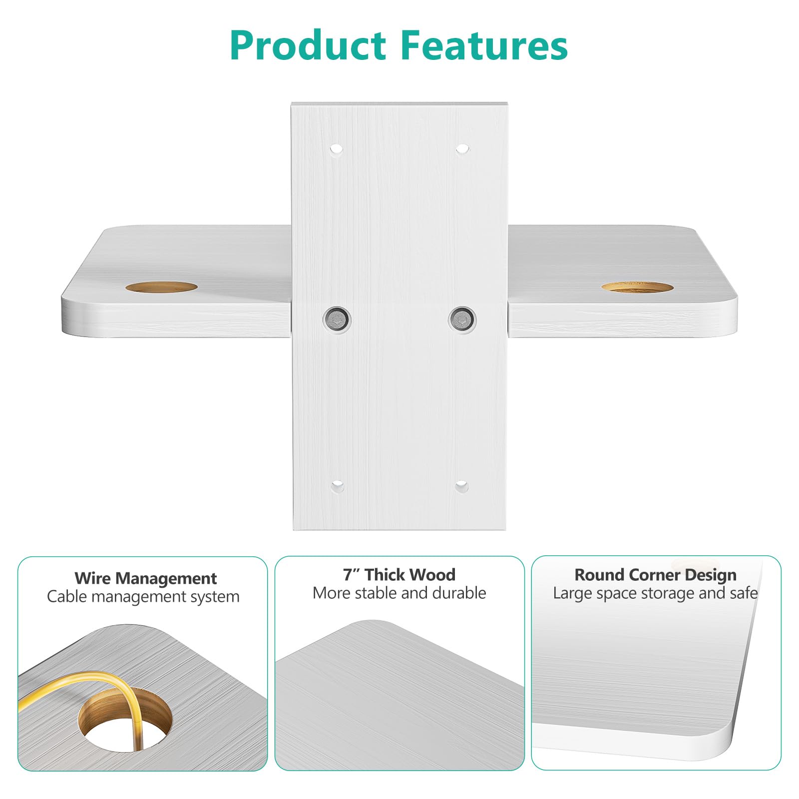 Foto 4 pulgar | Estantería Flotante Para Tv Wali Cs201nw De Hasta 10 Kg, Color Blanco, 1 Estante - Venta Internacional.