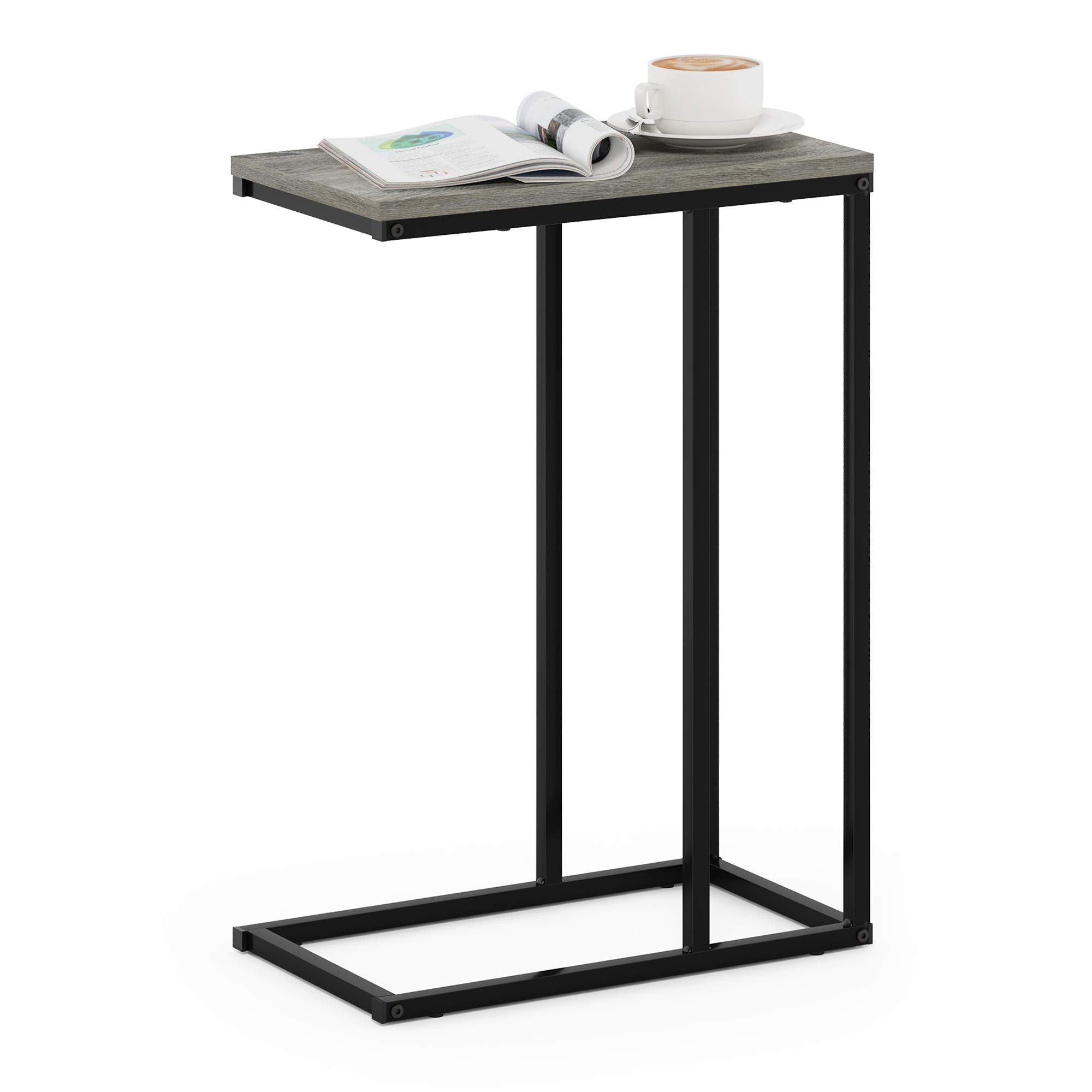 Foto 6 pulgar | Mesa Auxiliar Para Sofá Furinno Camnus En Forma De C, Roble Francés, Gris - Venta Internacional.