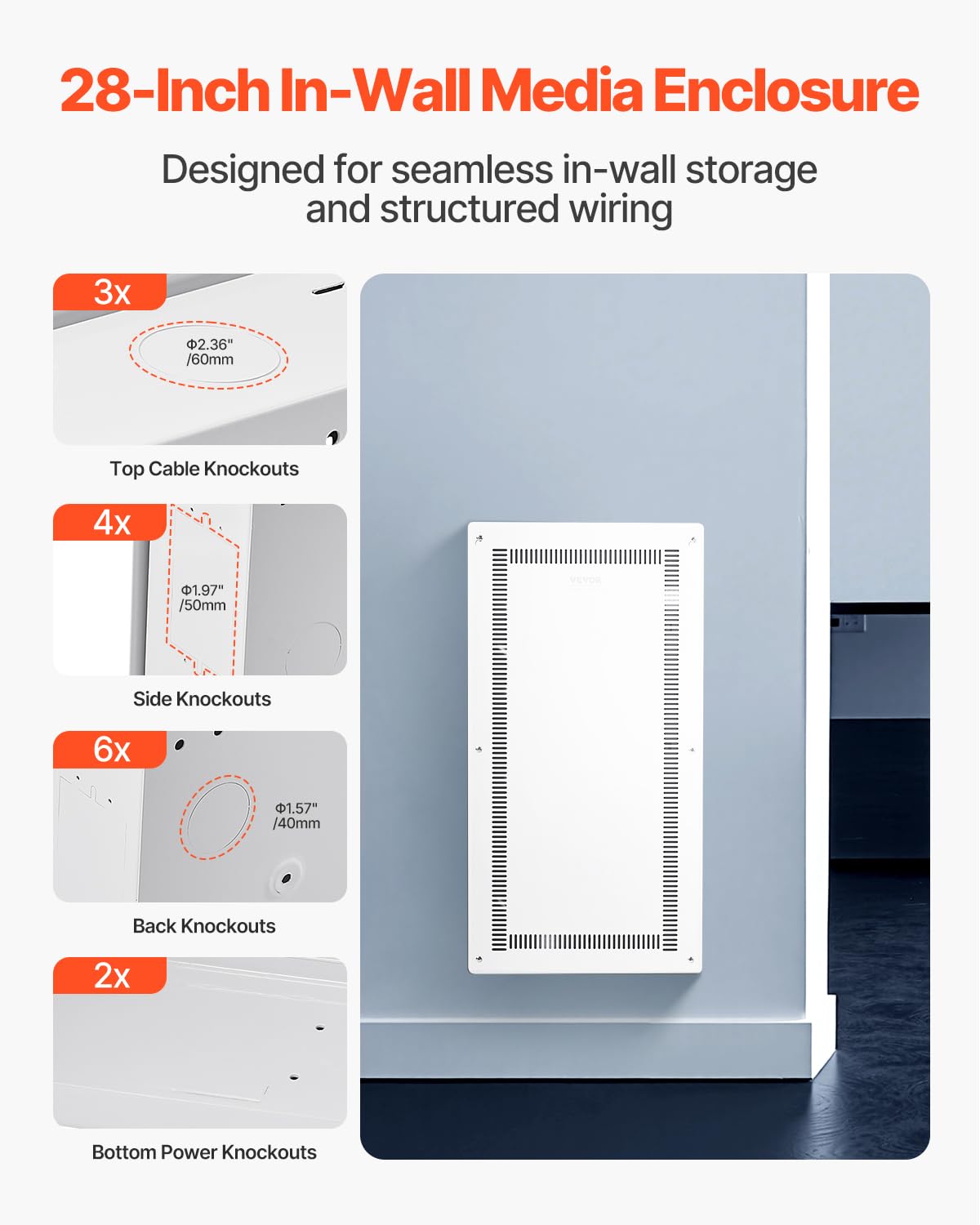 Foto 4 | Caja Multimedia Estructurada Vevor De 28 Pulgadas Empotrada En La Pared - Venta Internacional.
