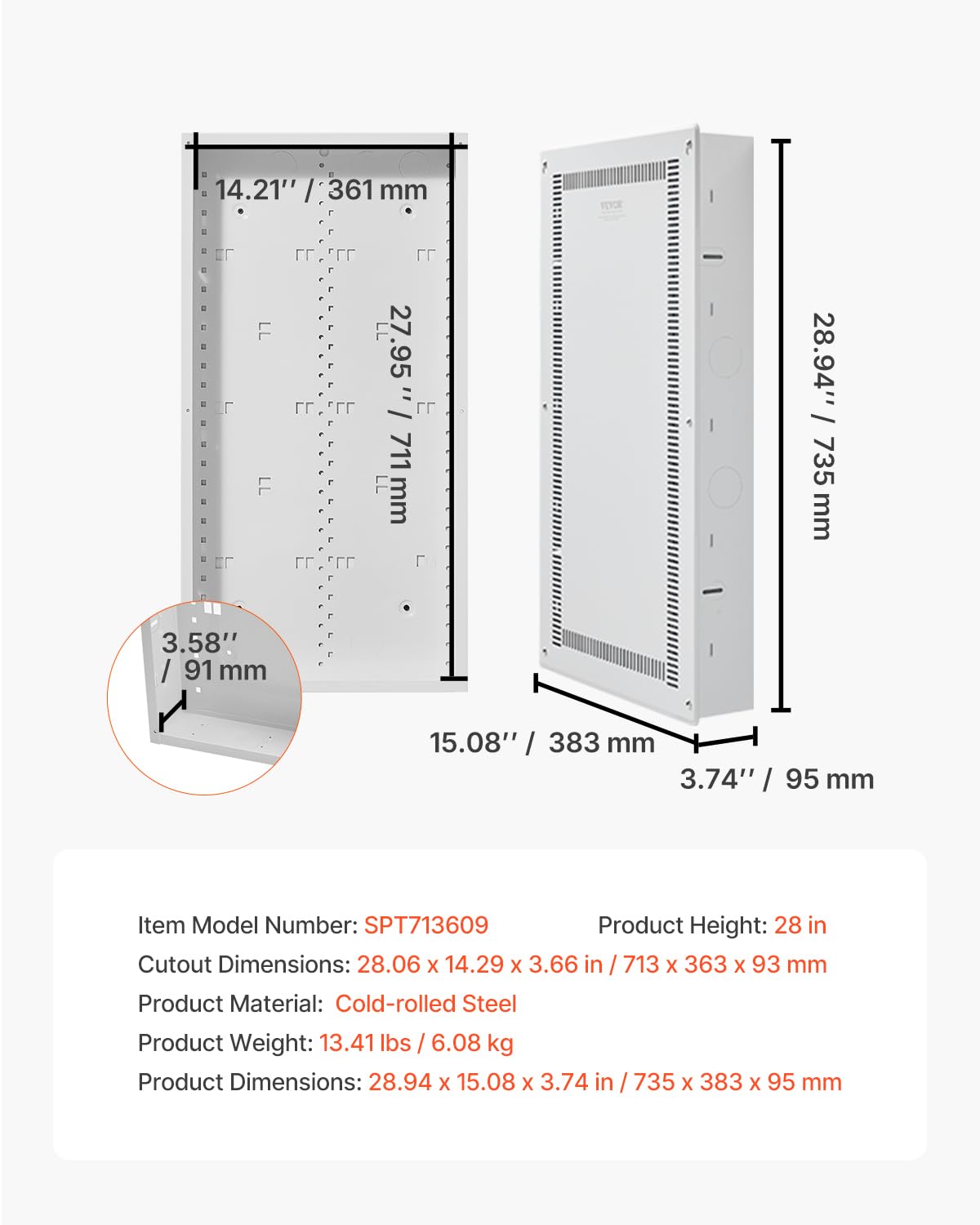 Foto 7 | Caja Multimedia Estructurada Vevor De 28 Pulgadas Empotrada En La Pared - Venta Internacional.