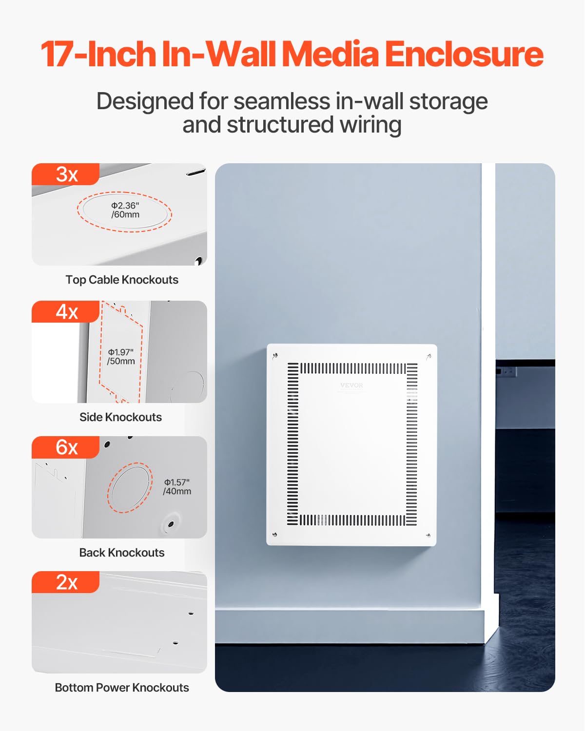 Foto 4 | Caja Multimedia Estructurada Vevor De 17 Pulgadas Empotrada En La Pared - Venta Internacional.