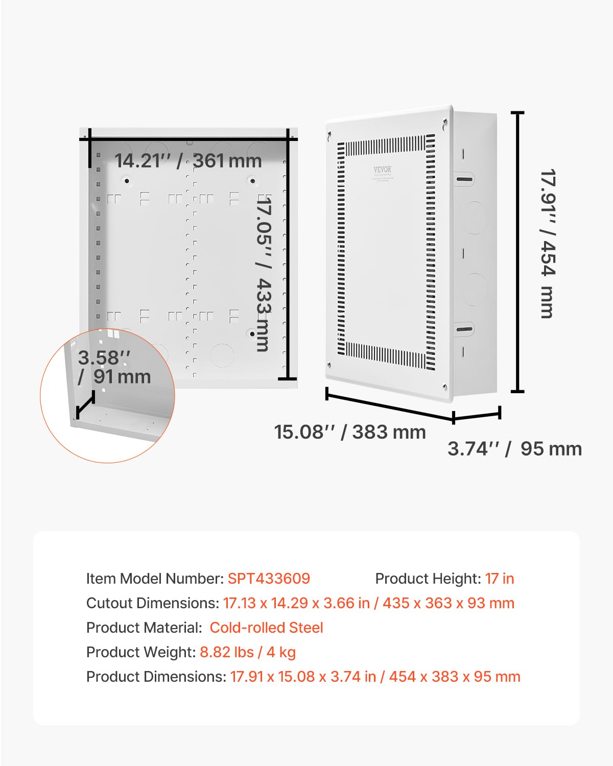Foto 7 | Caja Multimedia Estructurada Vevor De 17 Pulgadas Empotrada En La Pared - Venta Internacional.