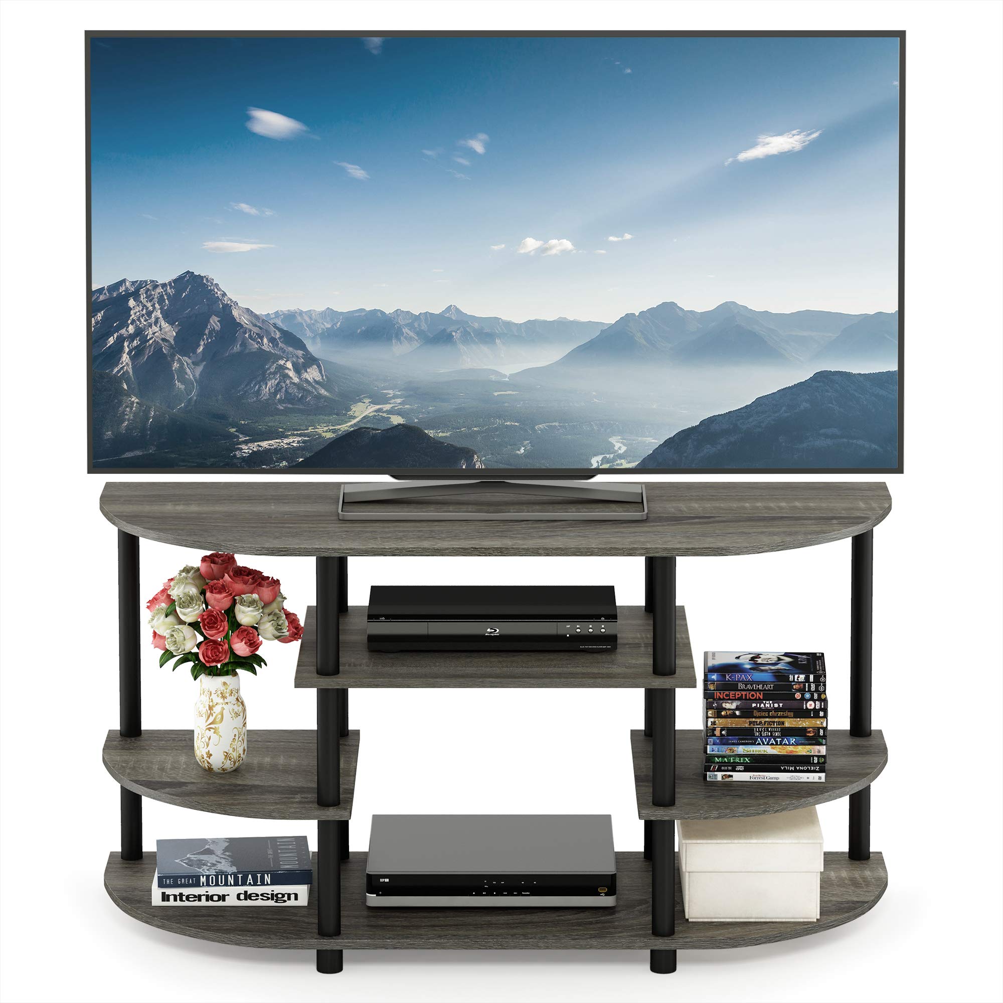 Foto 6 pulgar | Mueble De Tv Furinno Jaya, Diseño Simple, Esquina, Roble Francés, Gris - Venta Internacional.