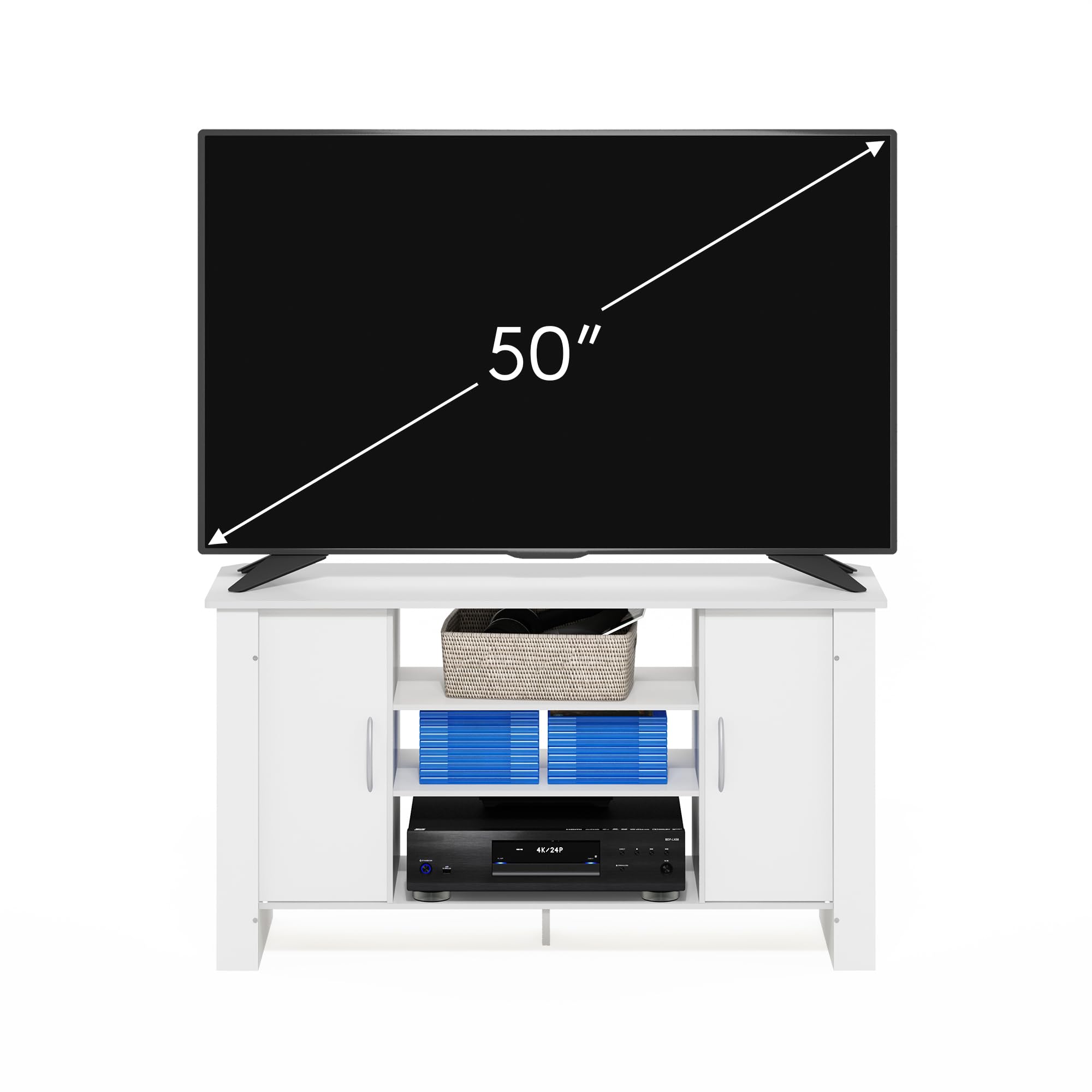 Foto 5 pulgar | Entertainment Center Furinno Econ - Soporte Para Tv De 50 Pulgadas, Color Blanco - Venta Internacional.