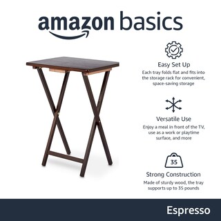 Foto 2 | Mesa Con Bandeja Para Tv Amazon Basics Classic, Plegable, Paquete De 4 - Venta Internacional.