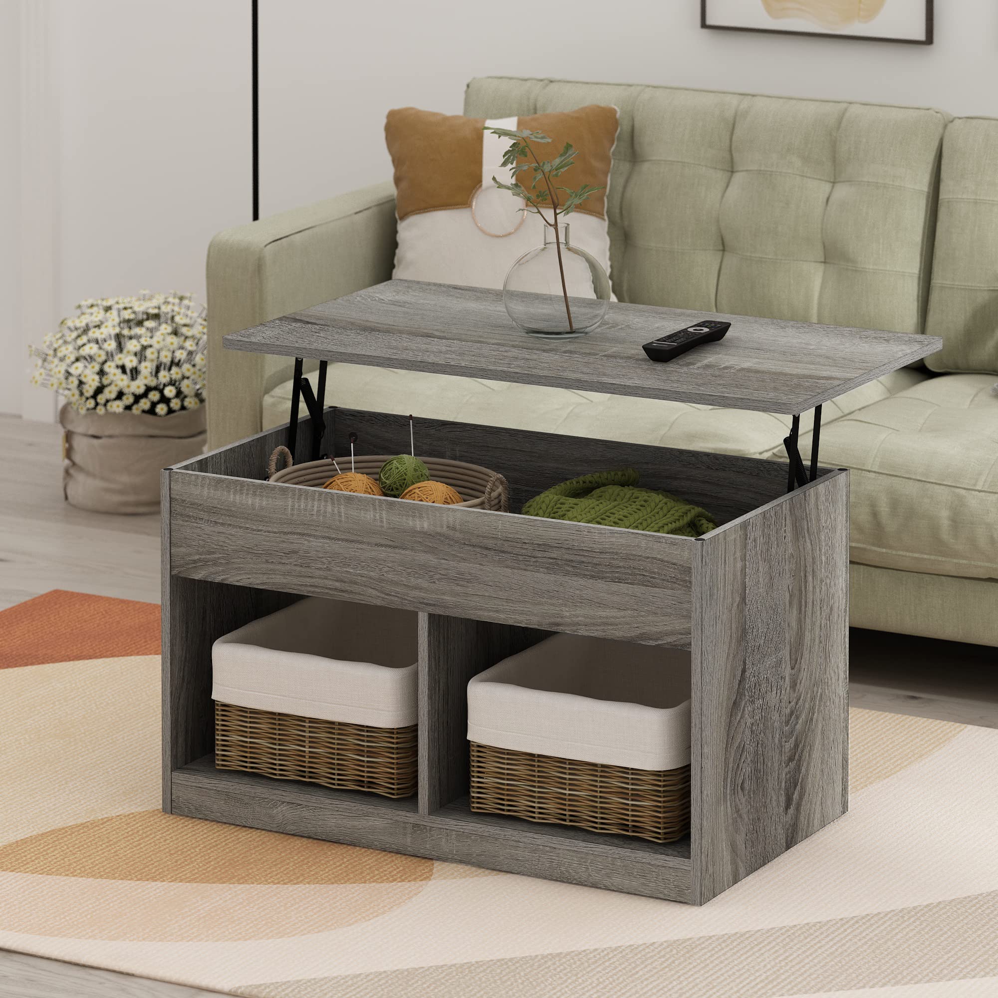 Foto 4 pulgar | Mesa De Café Furinno Jensen Para Sala De Estar Con Compartimento Oculto - Venta Internacional.
