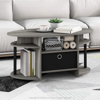 Foto 3 | Mesa De Café Furinno Jaya Ovalada De Roble Francés Gris/negro/negro - Venta Internacional.