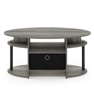 Foto 4 | Mesa De Café Furinno Jaya Ovalada De Roble Francés Gris/negro/negro - Venta Internacional.
