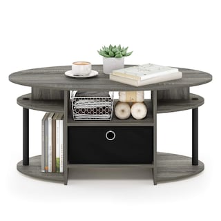 Foto 6 | Mesa De Café Furinno Jaya Ovalada De Roble Francés Gris/negro/negro - Venta Internacional.