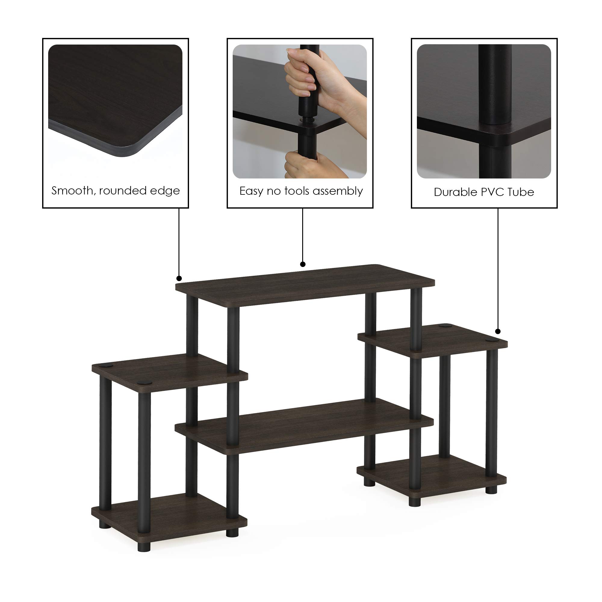 Foto 7 | Soporte Para Tv Furinno Turn-n-tube Sin Herramientas, Marrón Oscuro/negro - Venta Internacional.