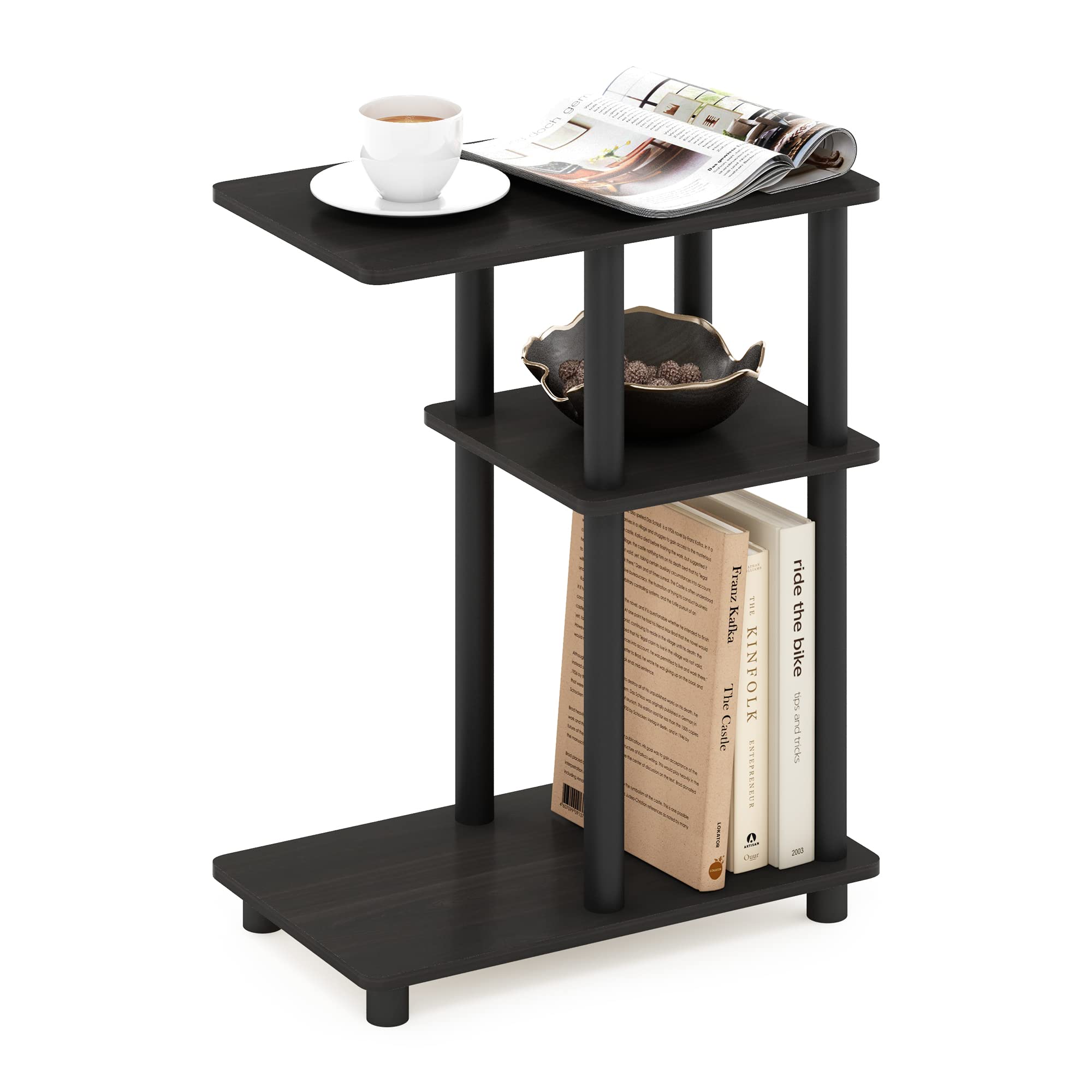 Foto 5 | Mesa Auxiliar Furinno Turn-tube En Forma De C Espresso/negra - Venta Internacional.