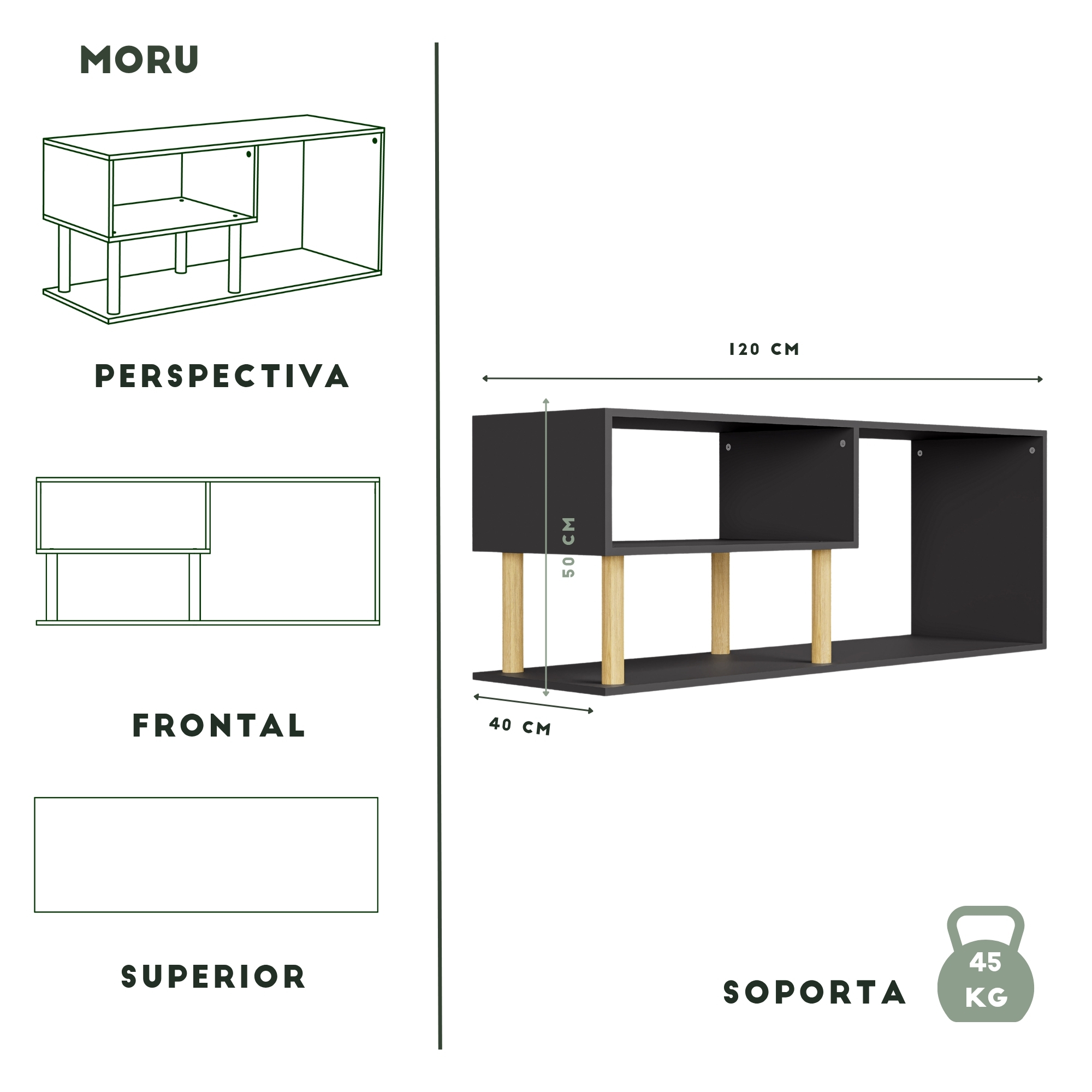 Foto 7 pulgar | Mueble De Tv Vetra Moru color Negro
