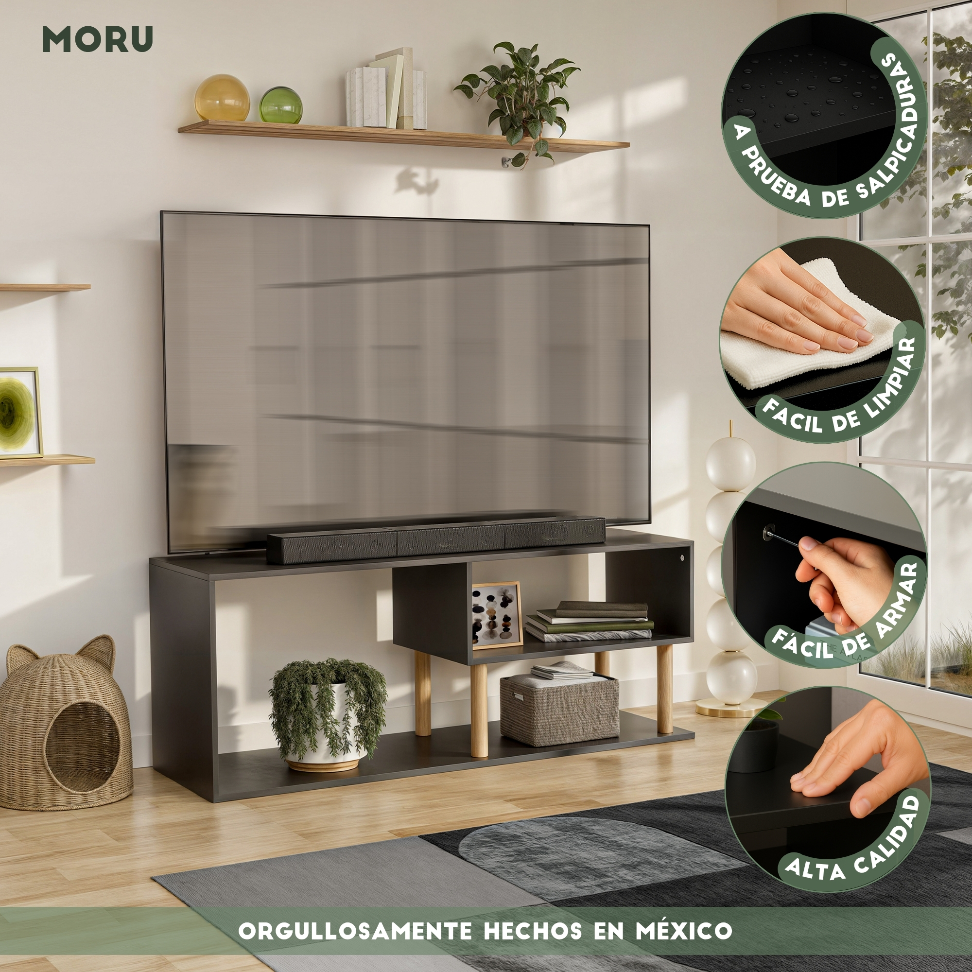 Foto 9 pulgar | Mueble De Tv Vetra Moru color Negro