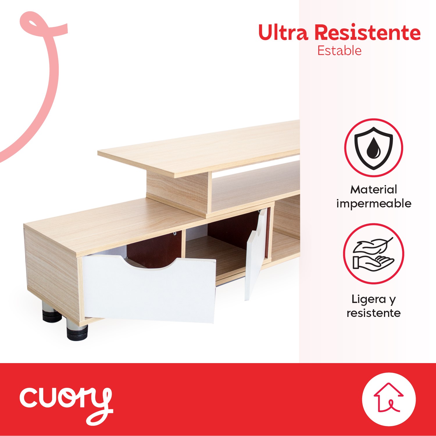 Foto 4 pulgar | Mueble Mesa Para Tv Moderna Minimalista Resistente Ligero Blanco