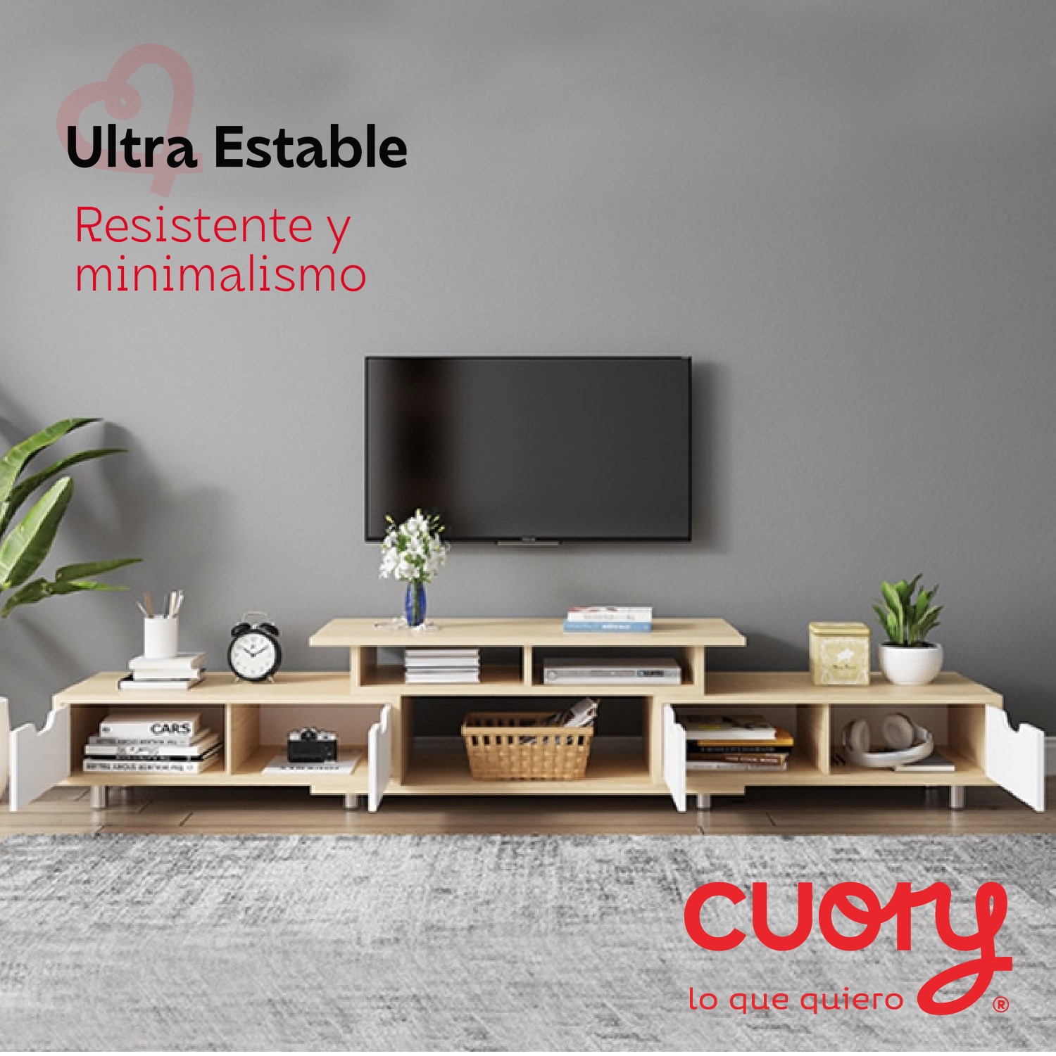 Foto 6 pulgar | Mueble Mesa Para Tv Moderna Minimalista Resistente Ligero Blanco