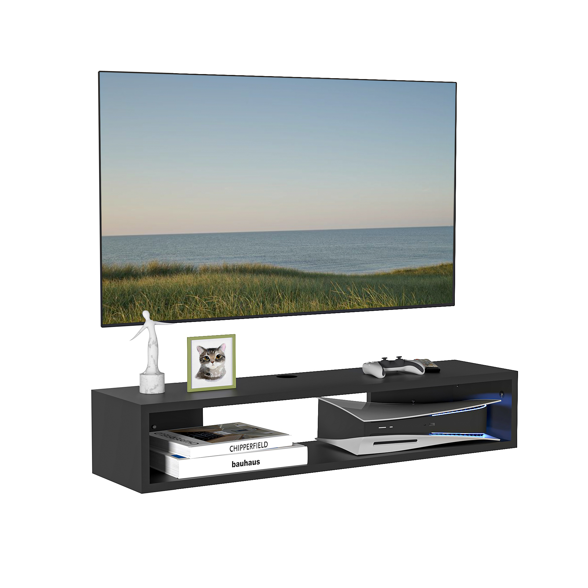 Foto 2 pulgar | Mueble Para Tv Flotante Lima Moru Color Negro
