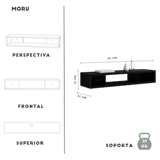 Foto 3 | Mueble Para Tv Flotante Lima Moru Color Negro
