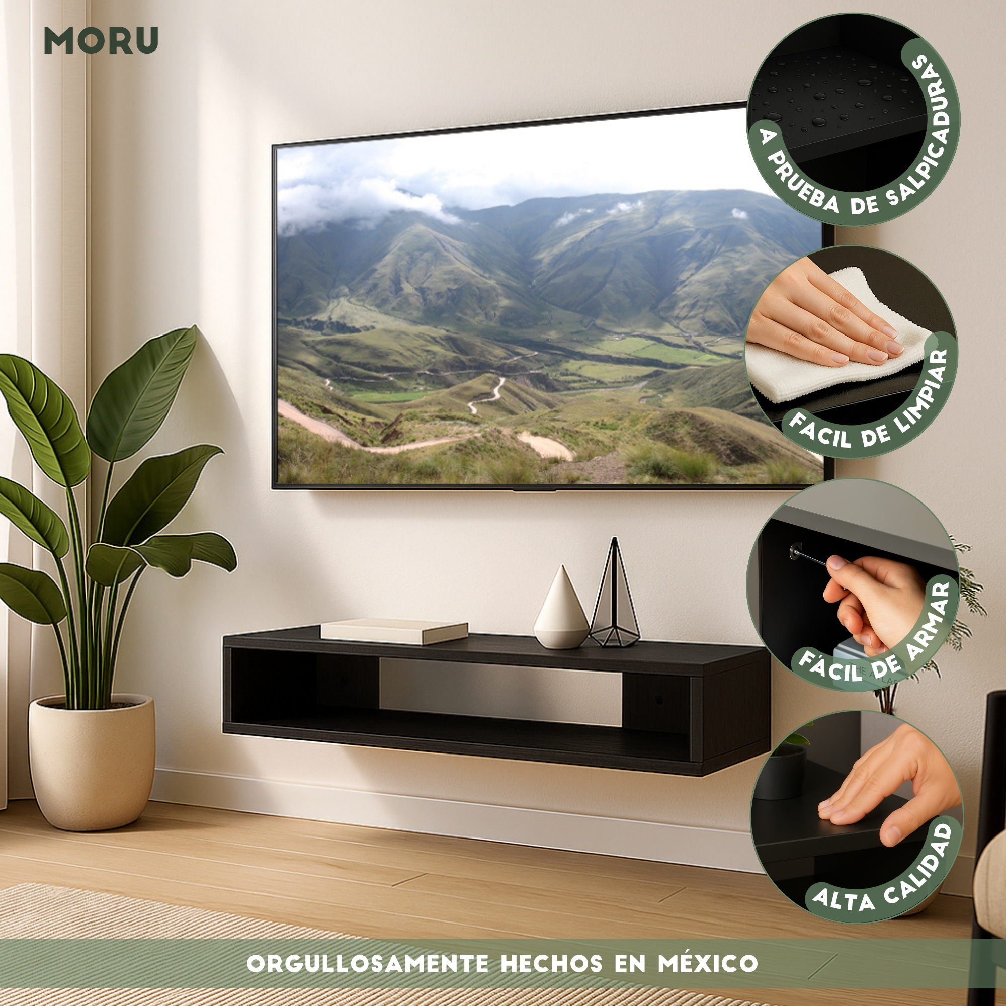 Foto 8 | Mueble Para Tv Flotante Lima Moru Color Negro