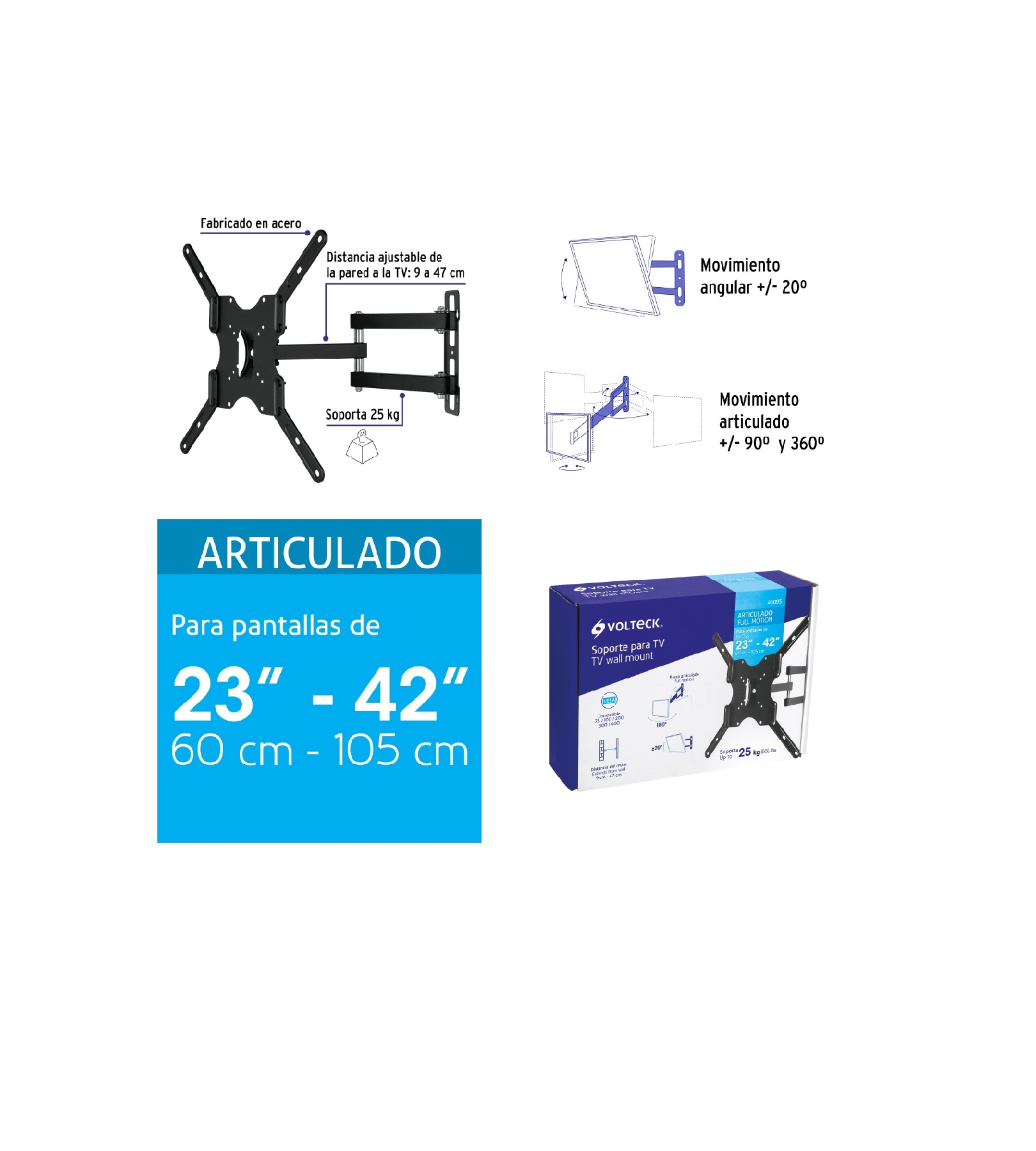 Foto 9 pulgar | Soporte Para Pantallas 23'' A 42'' Mov. Angular Y Articulado