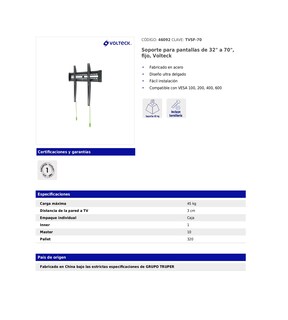 Foto 4 | Soporte para Pantallas de 32'' a 70'' Fijo