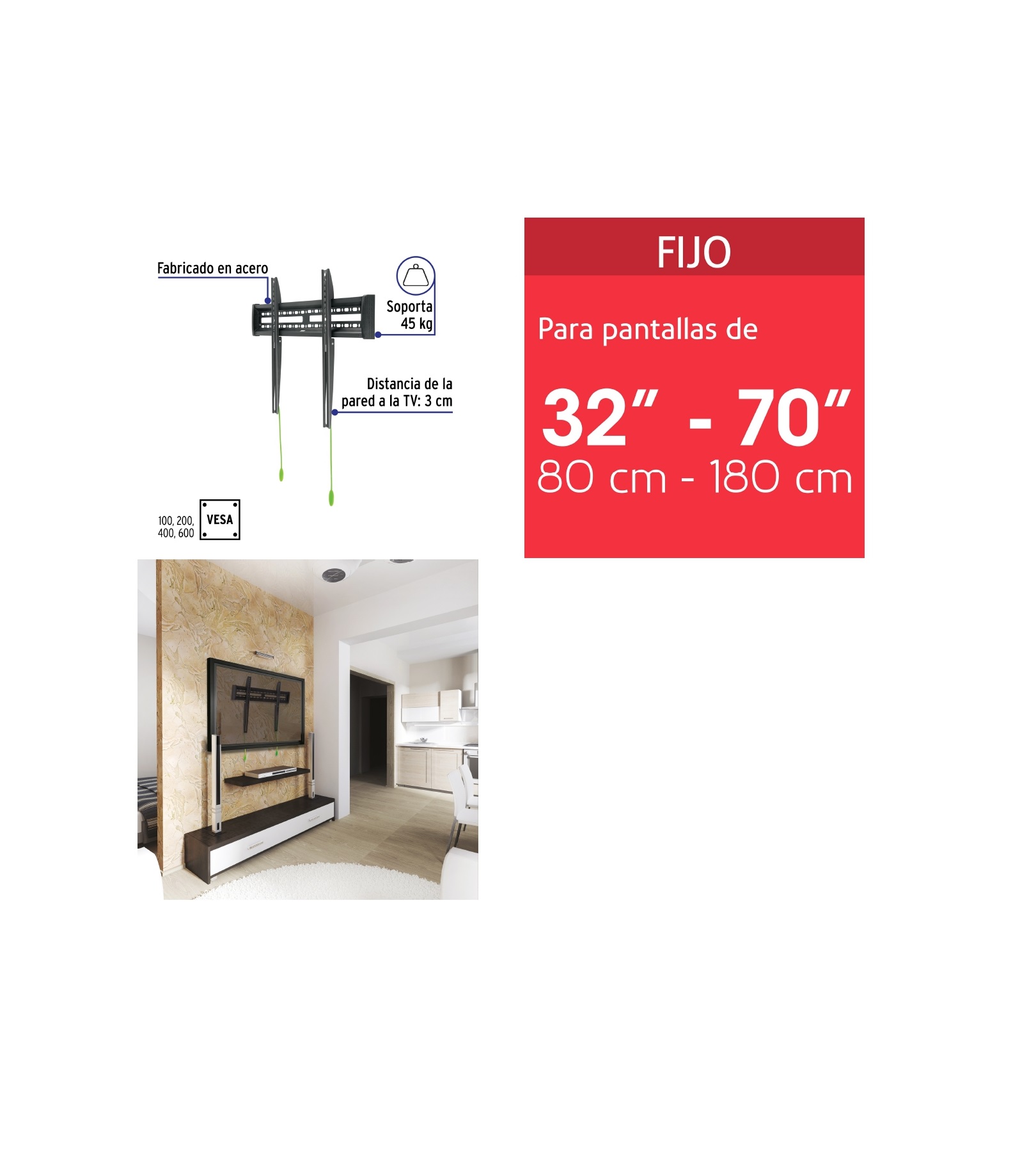Foto 6 pulgar | Soporte para Pantallas de 32'' a 70''  Fijo
