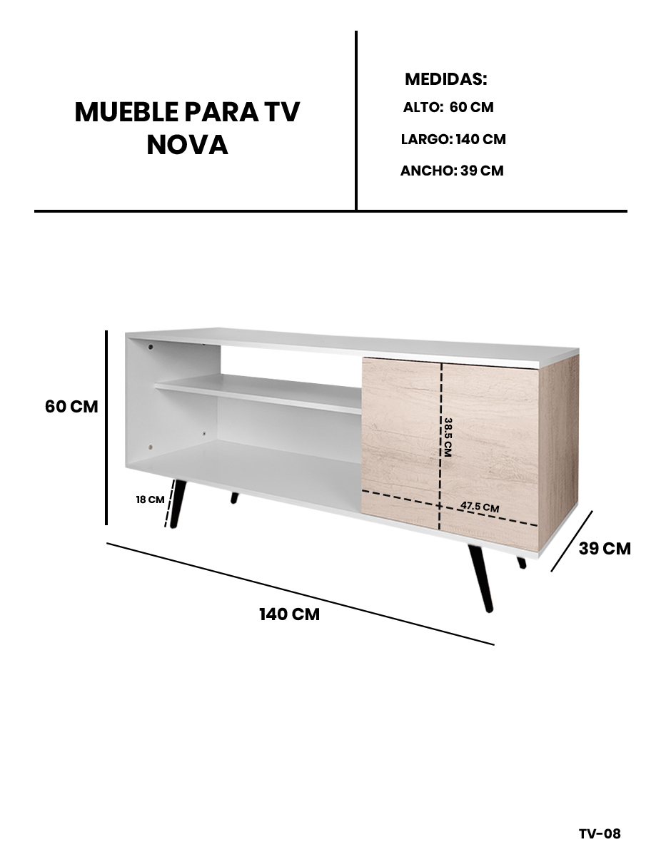 Foto 9 pulgar | Mueble para TV Decomobil Blanco