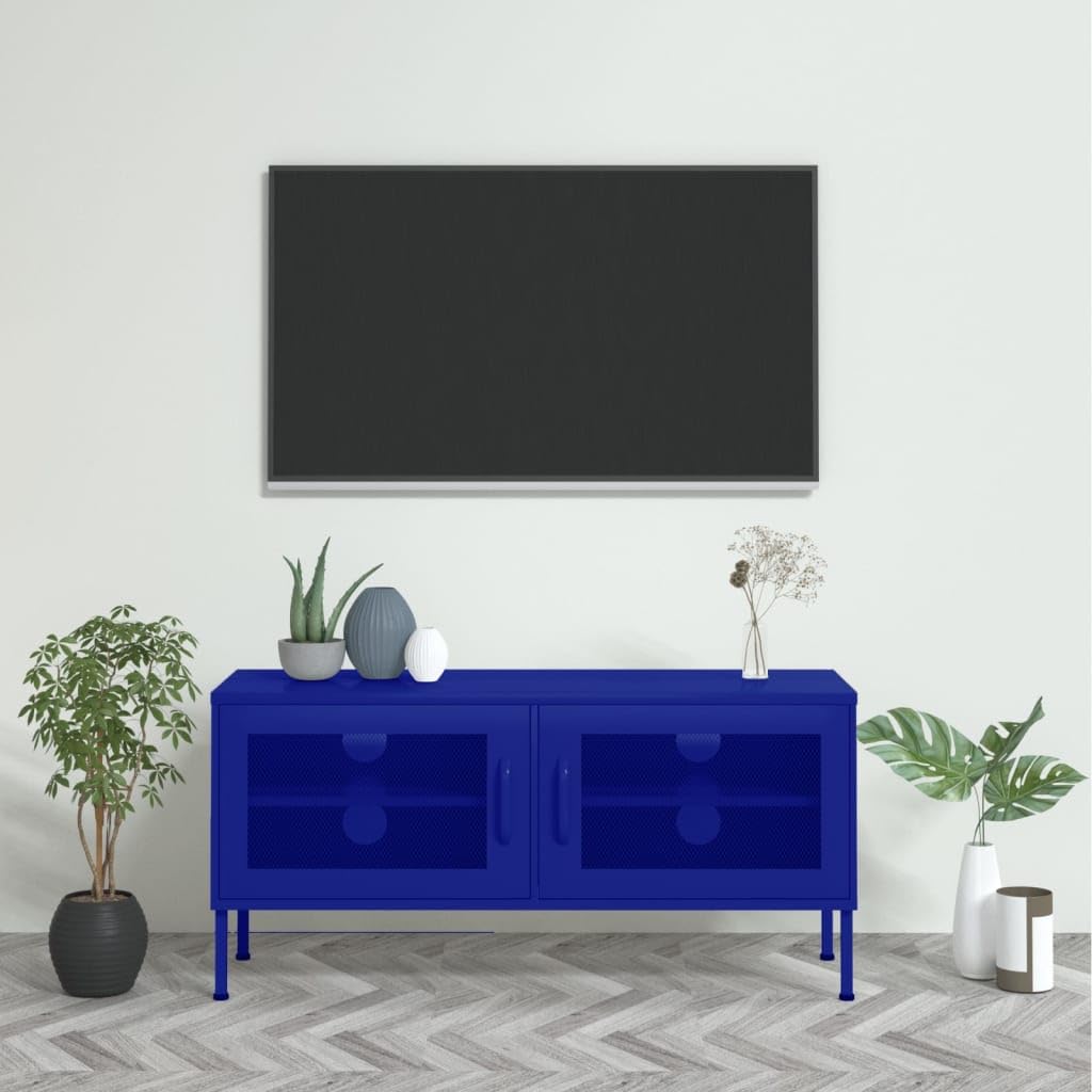 Foto 3 pulgar | Mueble Para Tv Vidaxl  Estilo Industrial  Construcción De Acero Azul Marino - Venta Internacional.