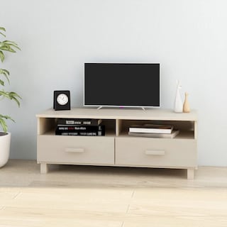 Foto 2 | Soporte Para Tv Vidaxl Hamar Marrón Miel Con 2 Cajones De Madera De Pino Y Mdf - Venta Internacional.
