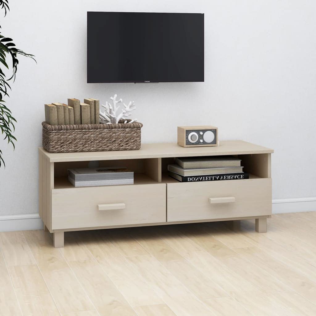 Foto 8 pulgar | Soporte Para Tv Vidaxl Hamar Marrón Miel Con 2 Cajones De Madera De Pino Y Mdf - Venta Internacional.