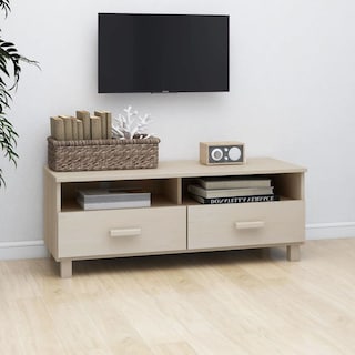 Foto 7 | Soporte Para Tv Vidaxl Hamar Marrón Miel Con 2 Cajones De Madera De Pino Y Mdf - Venta Internacional.