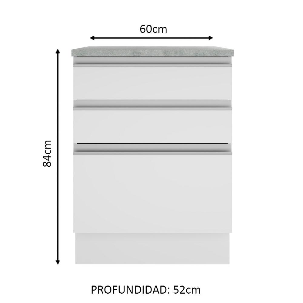 Foto 4 pulgar | Mostrador Madesa G2460109GL color Blanco Glamy 60 CM 3 Cajones