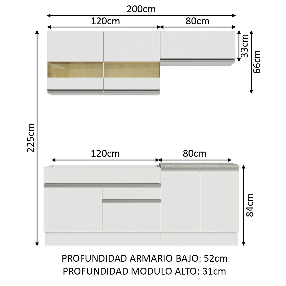 Foto 3 | Armario de Cocina Madesa GRGL20000709 color Blanco 4 Piezas