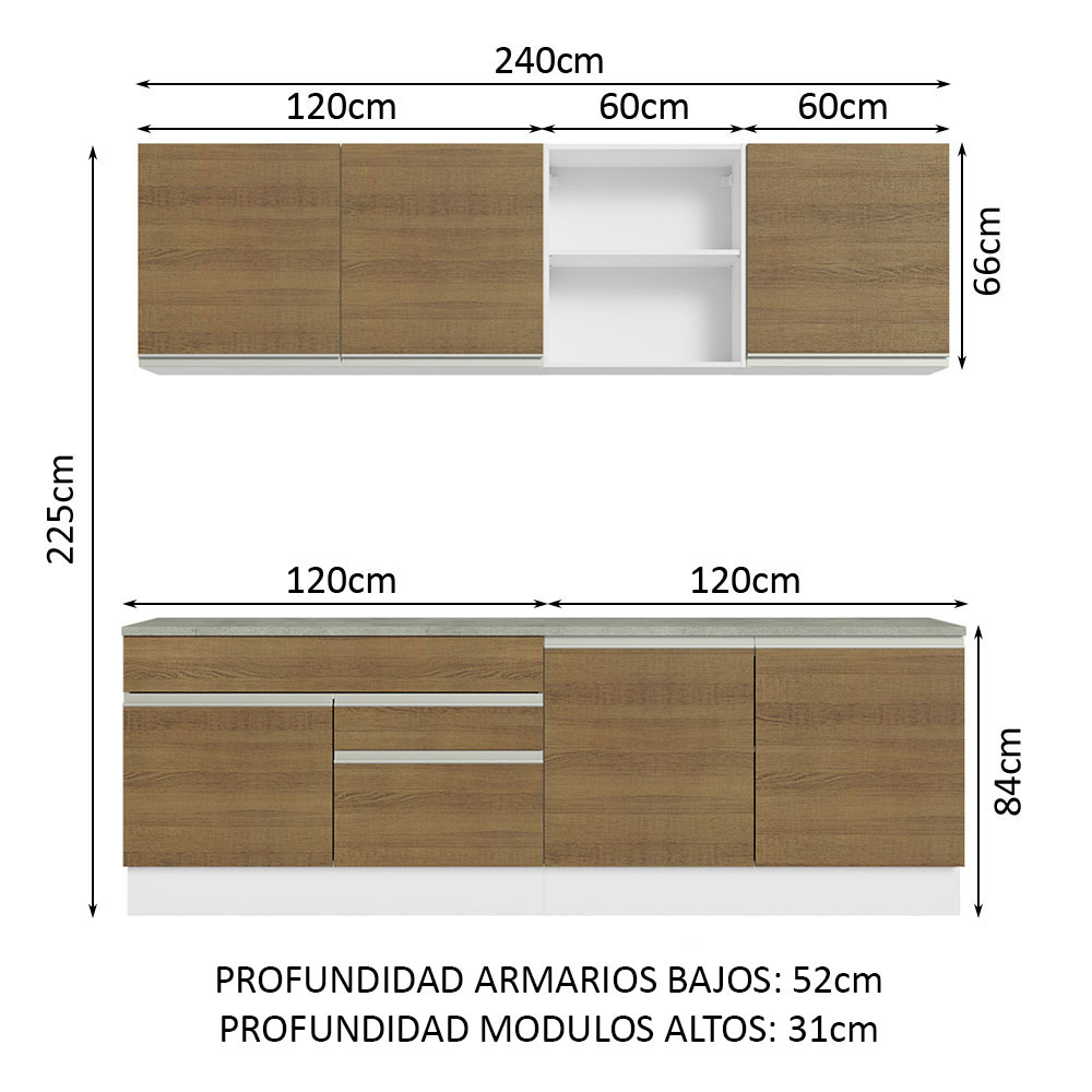 Foto 6 | Armario de Cocina Madesa GRGL2400069B Multicolor 5 Piezas